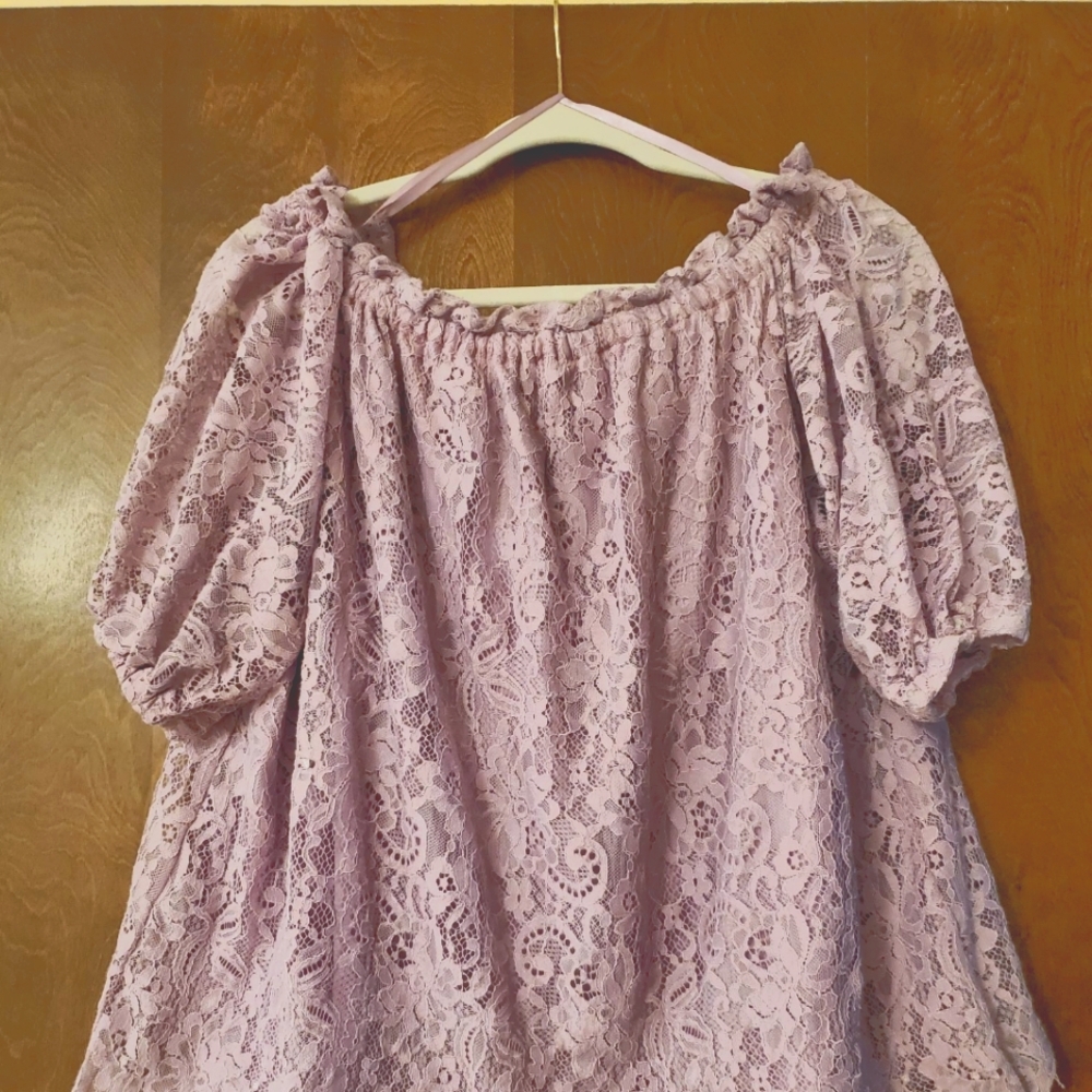 CATO Womens Purple Lace Blouse size XL